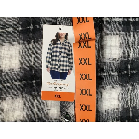 Weatherproof Vintage Ladies' XXL Long Sleeve Flannel Shirt Black/White Plaid - Picture 4 of 15